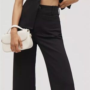 Maeve Black High-Waist Wide-Leg Ankle Pants
